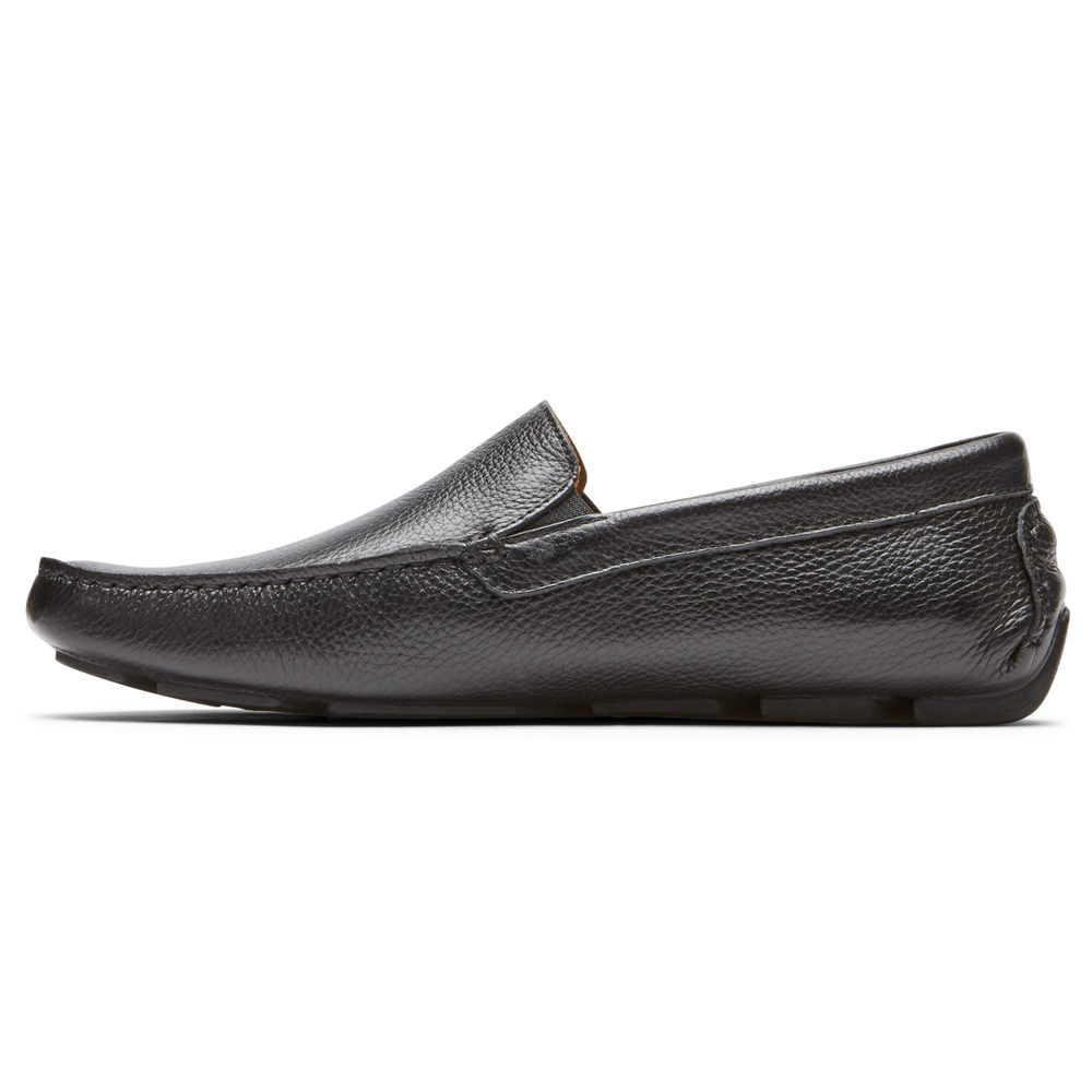 Rockport Mens Rhyder Venetian - Boat Shoes Black - XBT756394